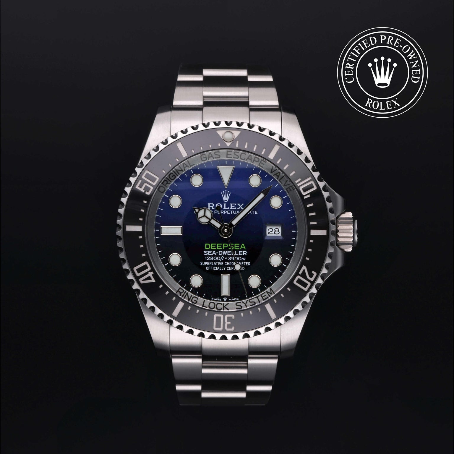 Rolex Certified Pre-owned Sea-Dweller M126660-0002 front on black background