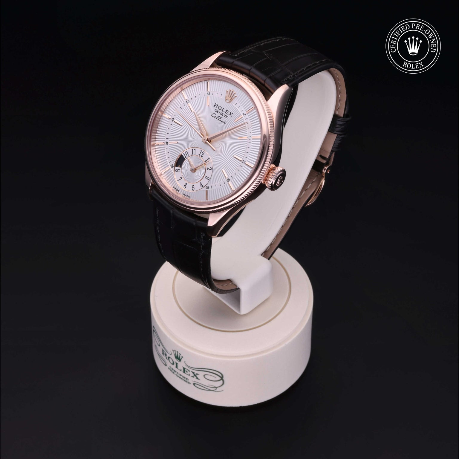 Rolex Certified Pre-owned Cellini M50525-0004 front on black background