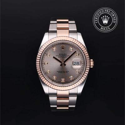 Rolex Certified Pre-owned Datejust M126331-0010 front on black background