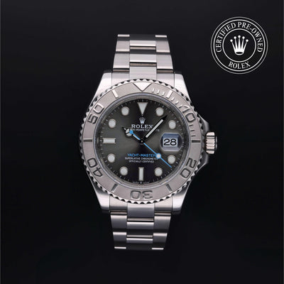 Rolex Certified Pre-owned Yacht-Master M126622-0001 front on black background