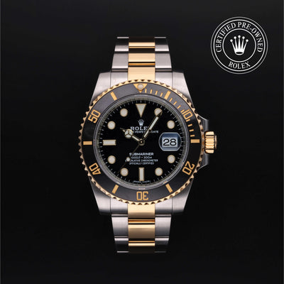 Rolex Certified Pre-owned Submariner M116613LN-0001 front on black background