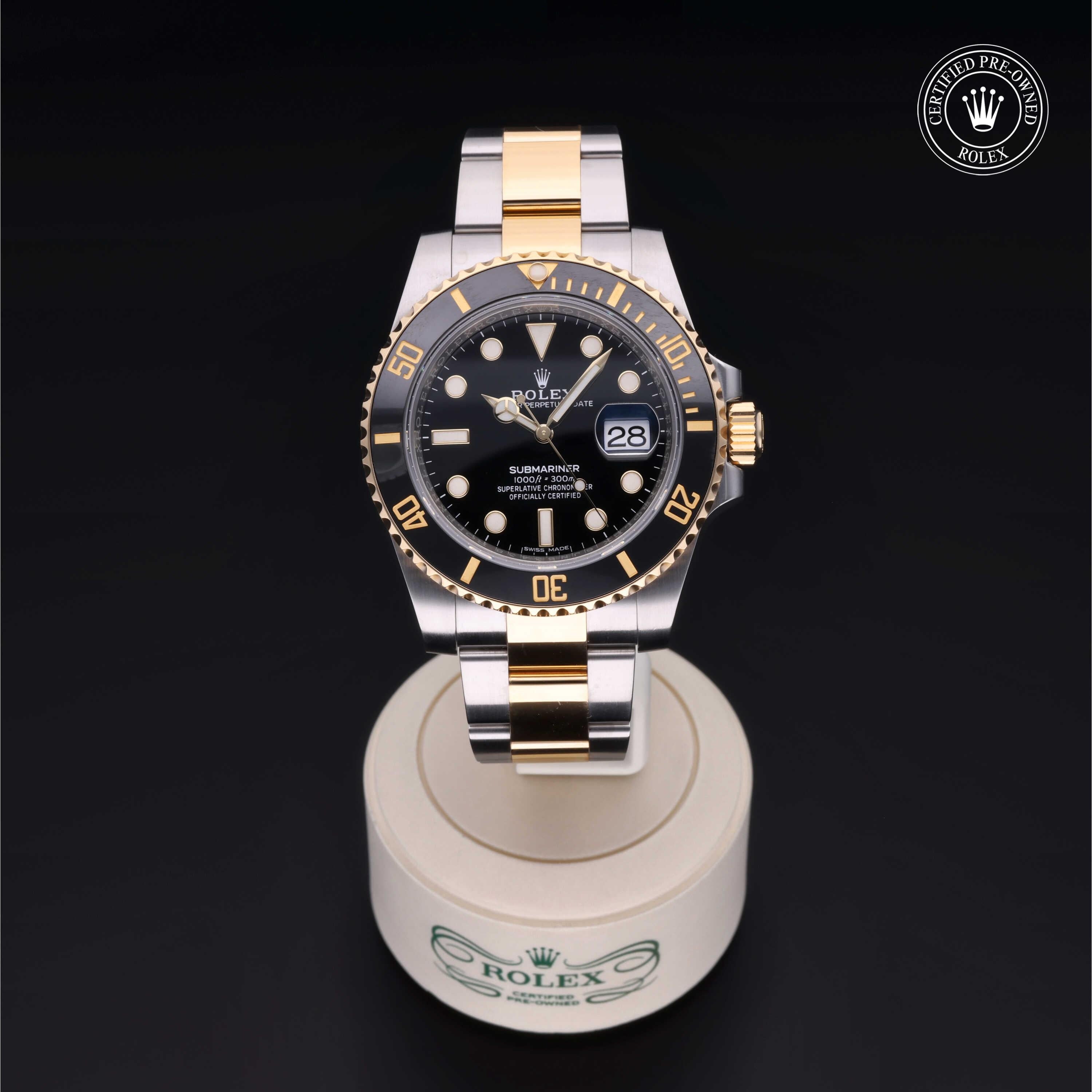 Rolex Certified Pre-owned Submariner M116613LN-0001 front on black background