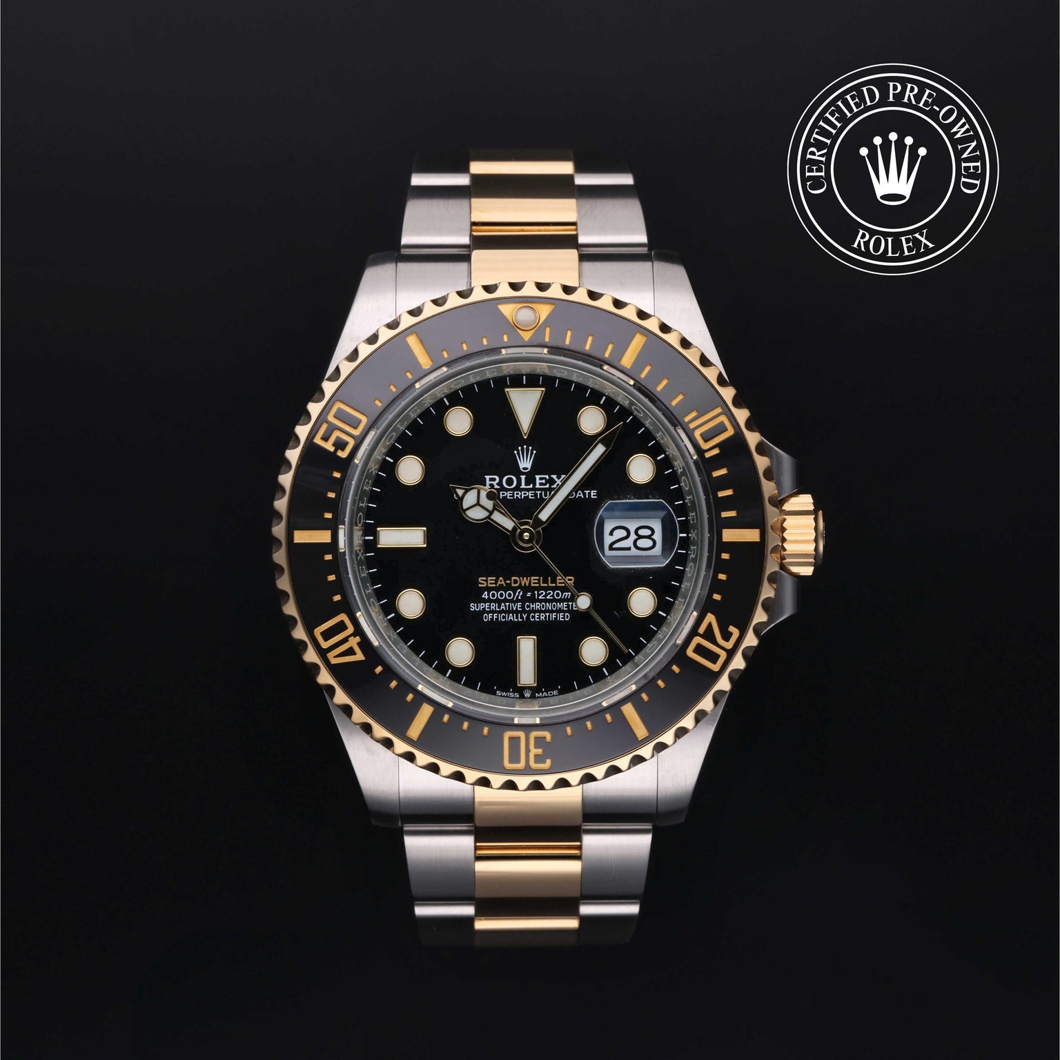 Rolex Certified Pre-owned Sea-Dweller M126603-0001 front on black background