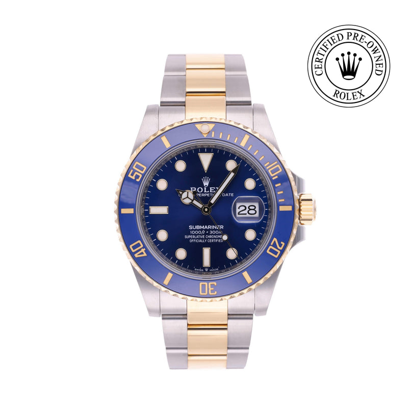 Rolex Certified Pre-owned Submariner M126613LB-0002 front on white background