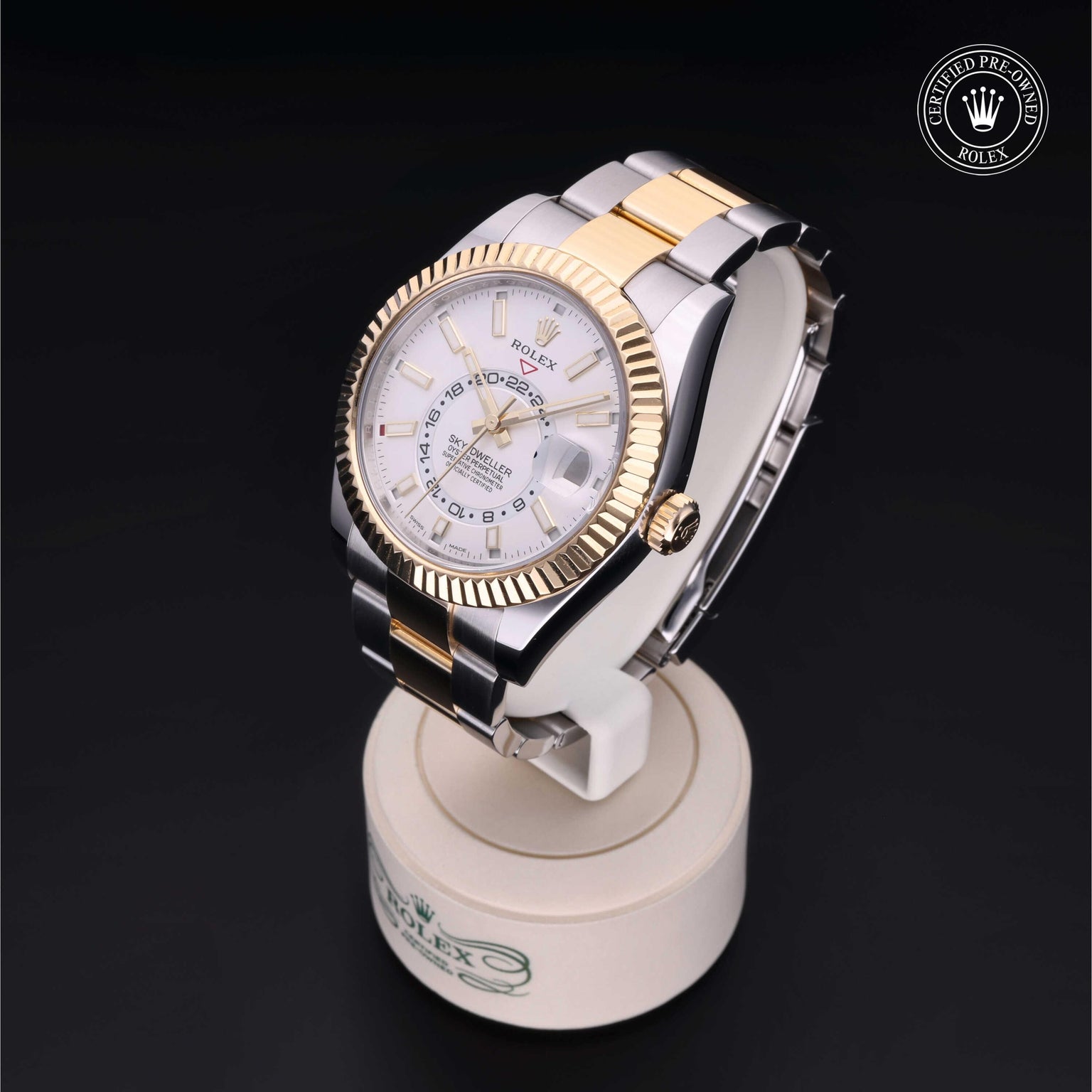 Rolex Certified Pre-owned Sky-Dweller M326933-0009 front on black background