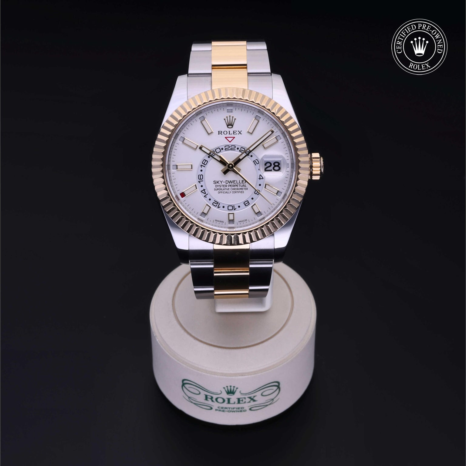 Rolex CPO Sky-Dweller M326933 front on white background