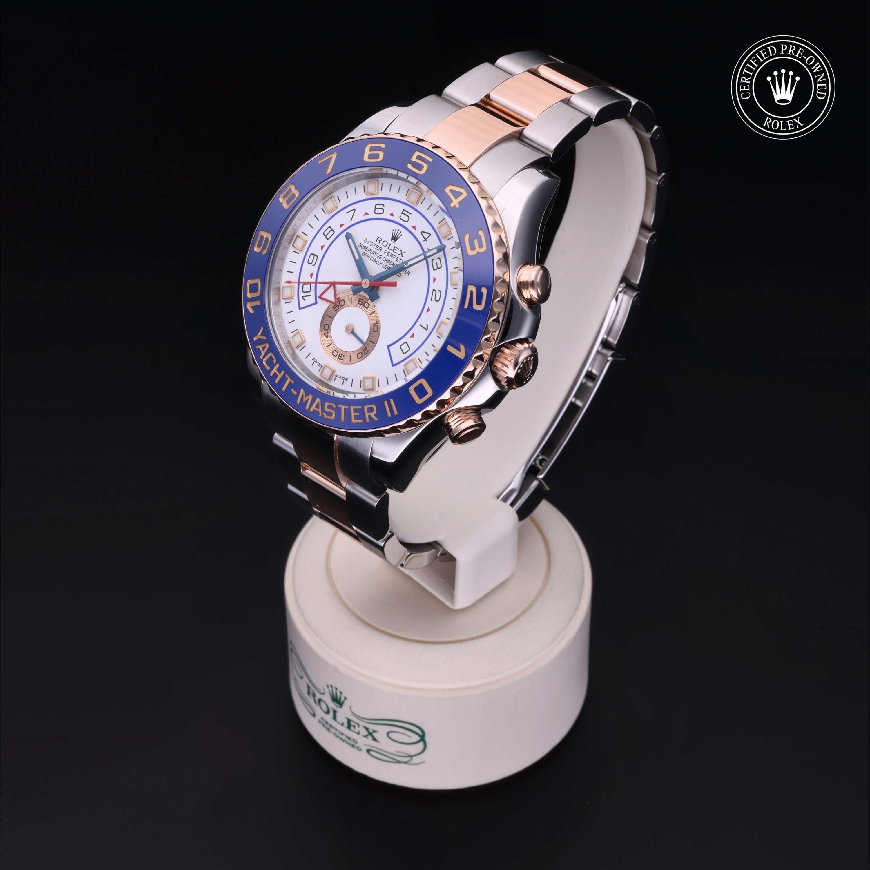 Rolex Certified Pre-owned Yacht-Master M116681-0001 front on black background