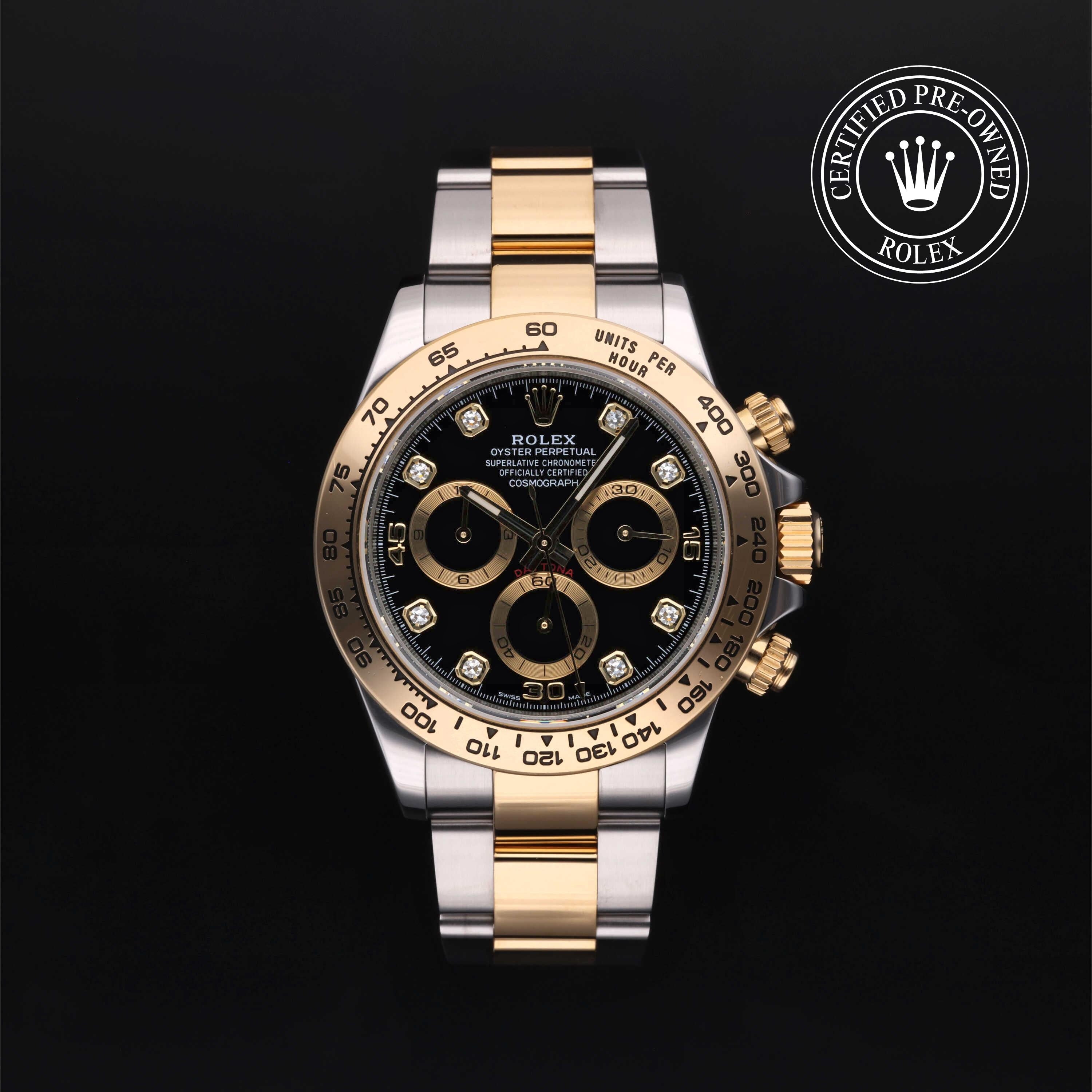 Rolex Certified Pre-owned Daytona M116503-0011 front on black background