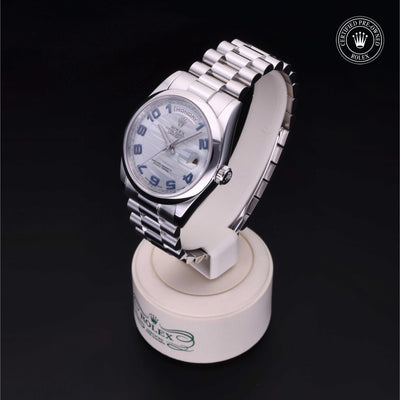 Rolex Certified Pre-owned Day-date M118206-0095 front on black background