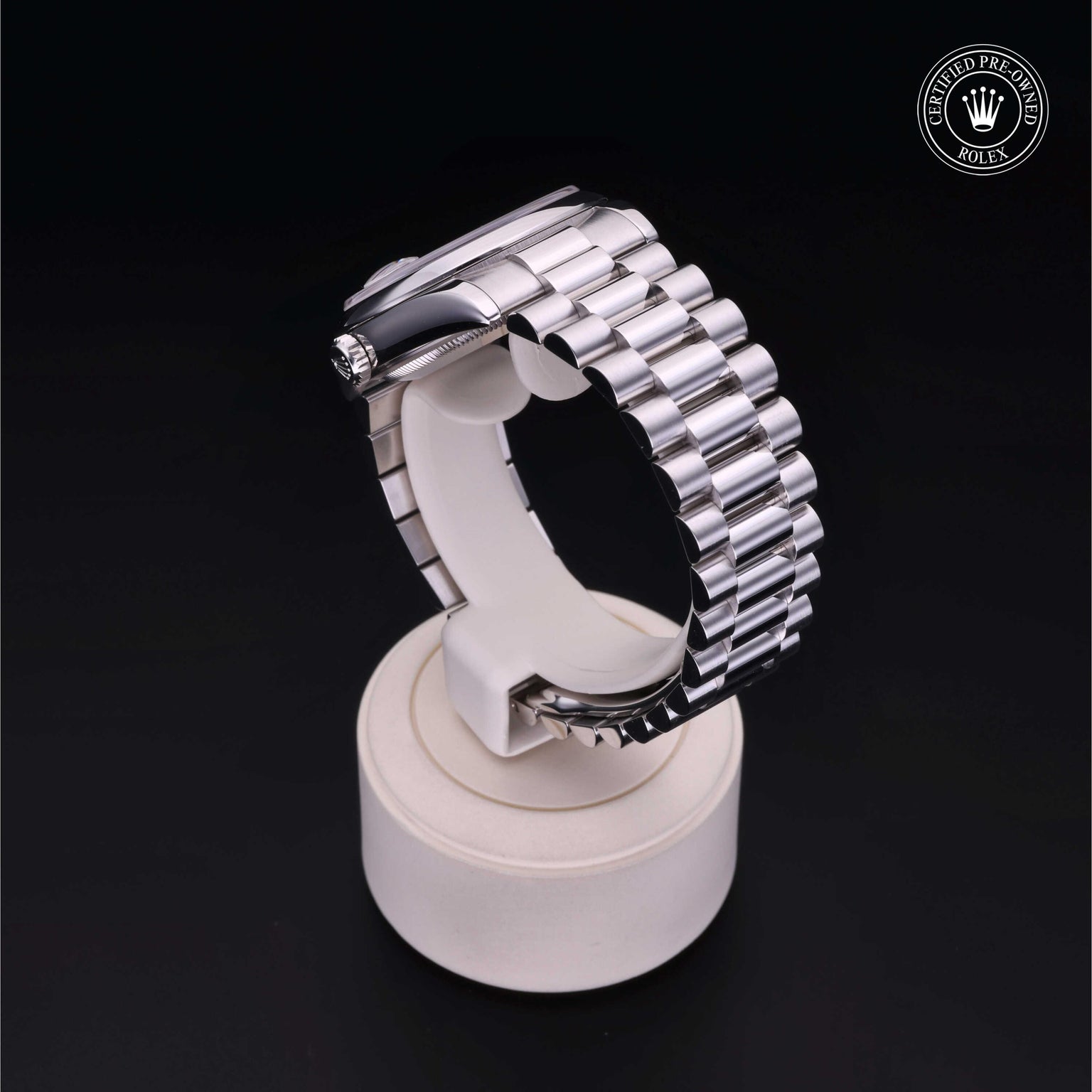 Rolex Certified Pre-owned Day-date M118206-0095 front on black background