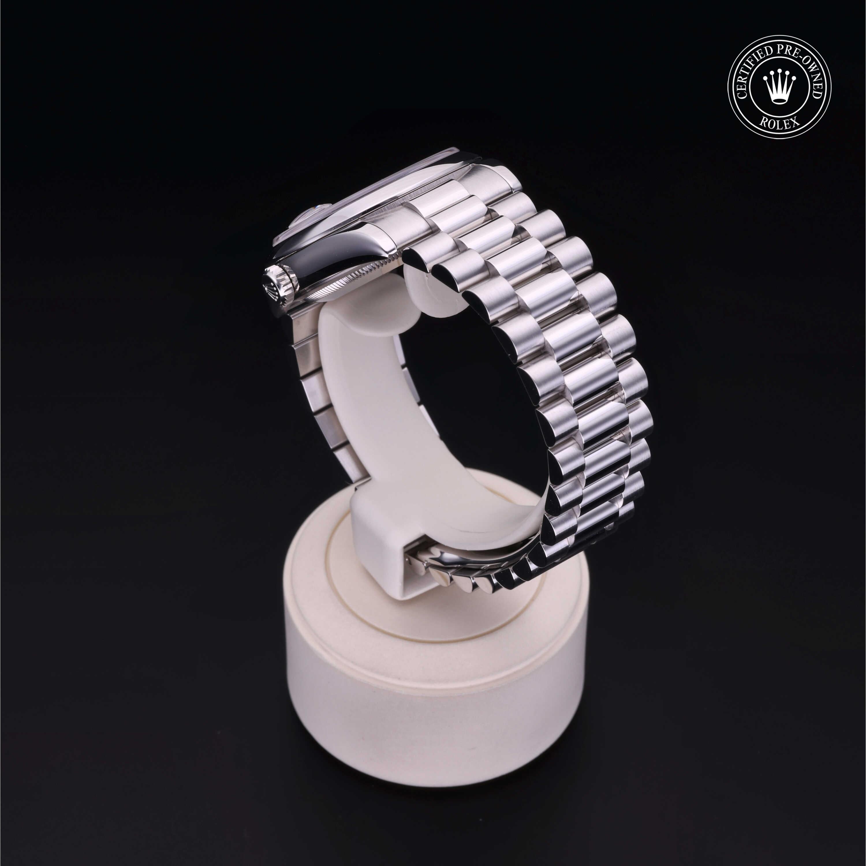 Rolex Certified Pre-owned Day-date M118206-0095 front on black background