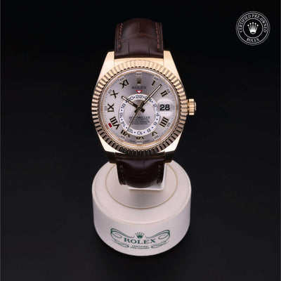 Rolex Certified Pre-owned Sky-Dweller M326138-0003 front on black background