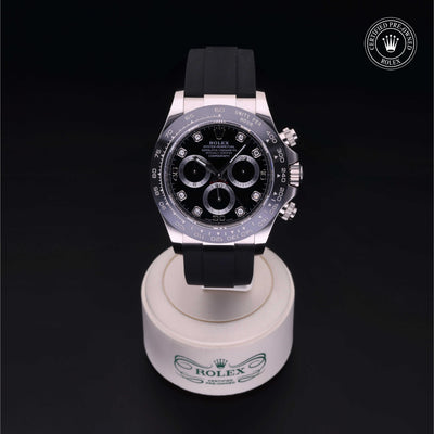 Rolex Certified Pre-owned Daytona M116519LN-0025 front on black background