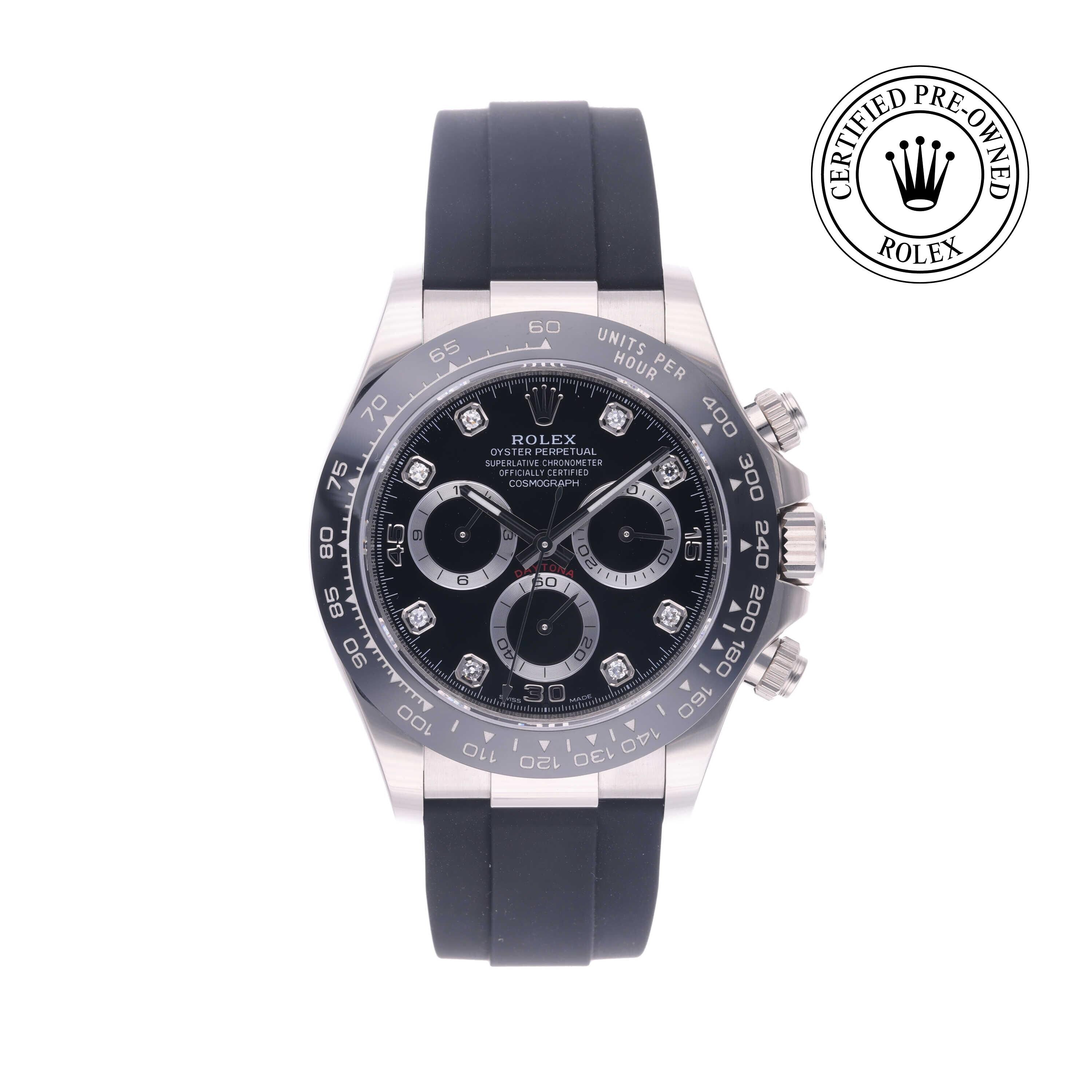 Rolex Certified Pre-owned Daytona M116519LN-0025 front on white background