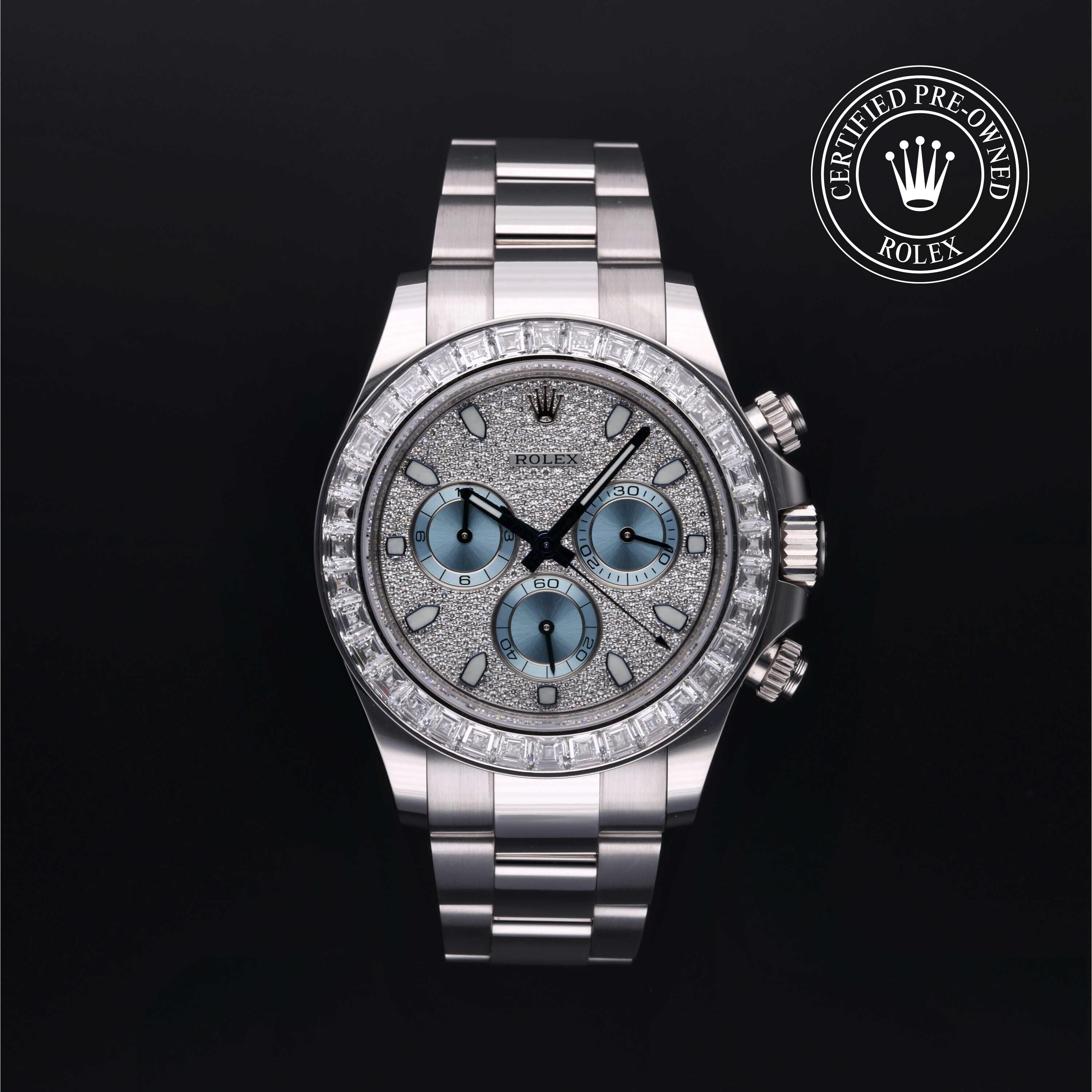 Rolex Certified Pre-owned Daytona M116576TBR-0004 front on black background