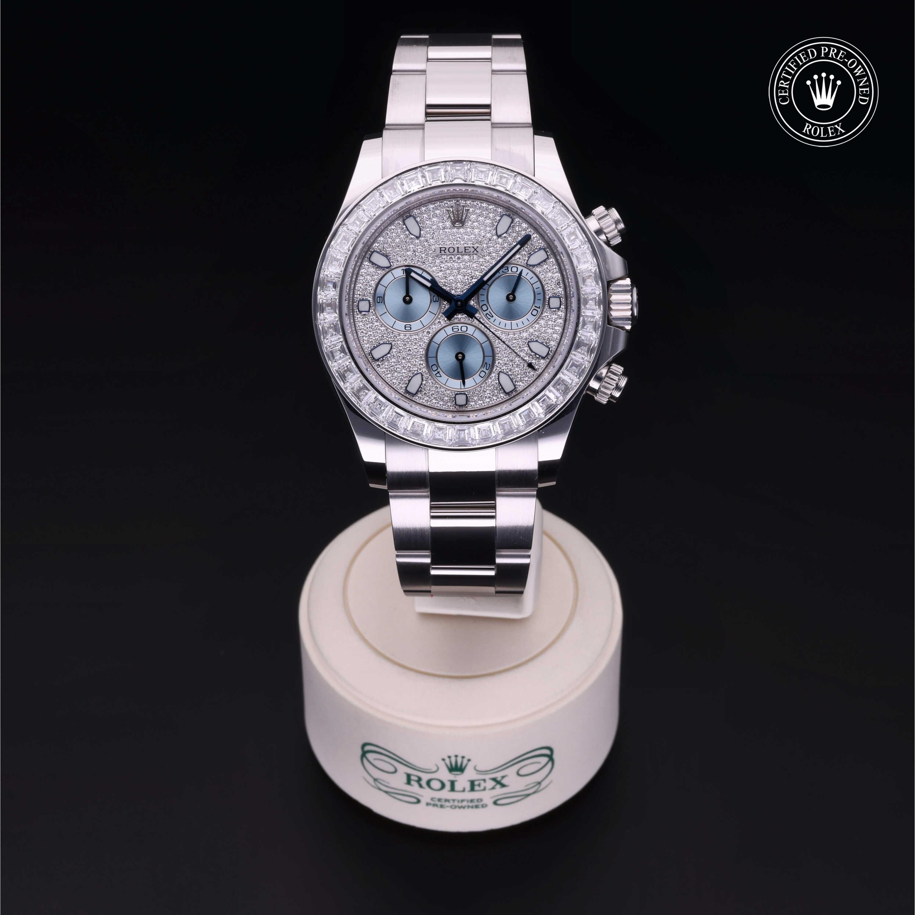 Rolex Certified Pre-owned Daytona M116576TBR-0004 front on black background