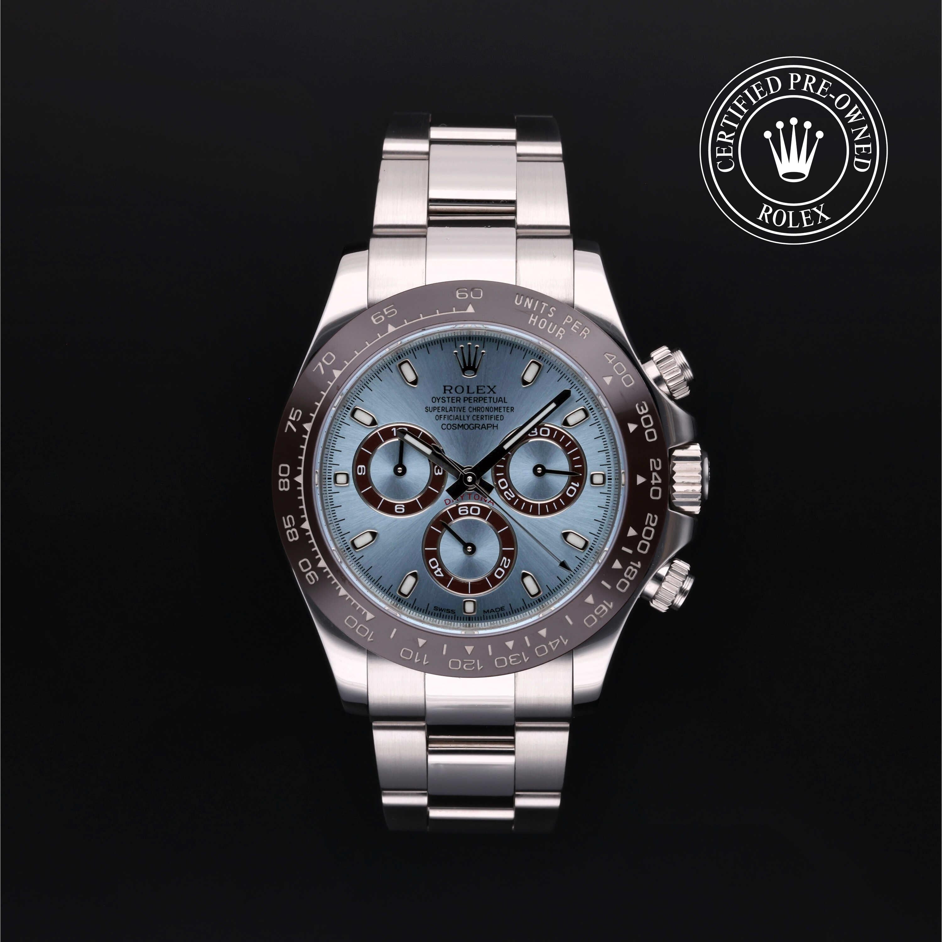 Rolex Certified Pre-owned Daytona M116506-0001 front on black background