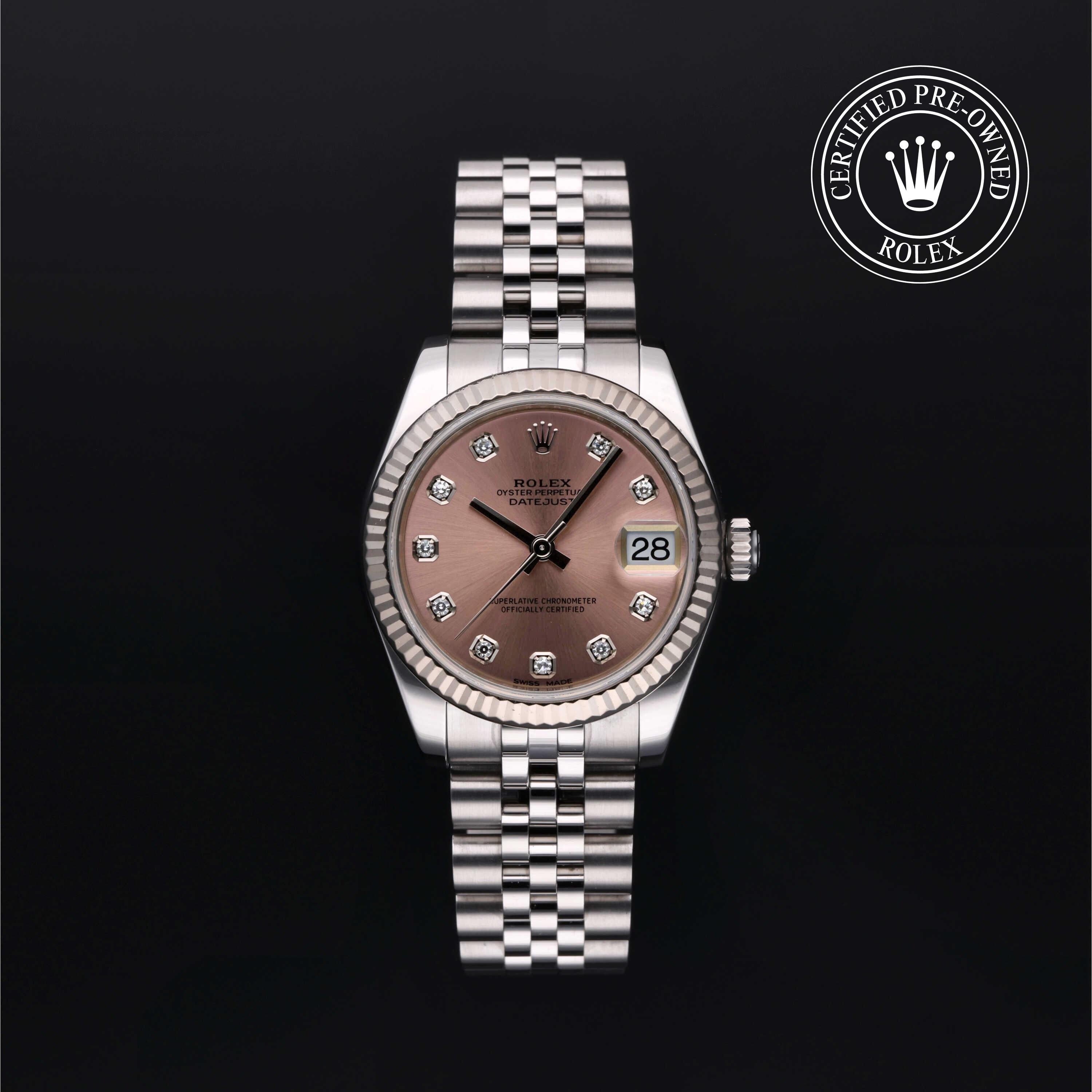 Rolex Certified Pre-owned Lady Datejust M178274-0022 front on black background