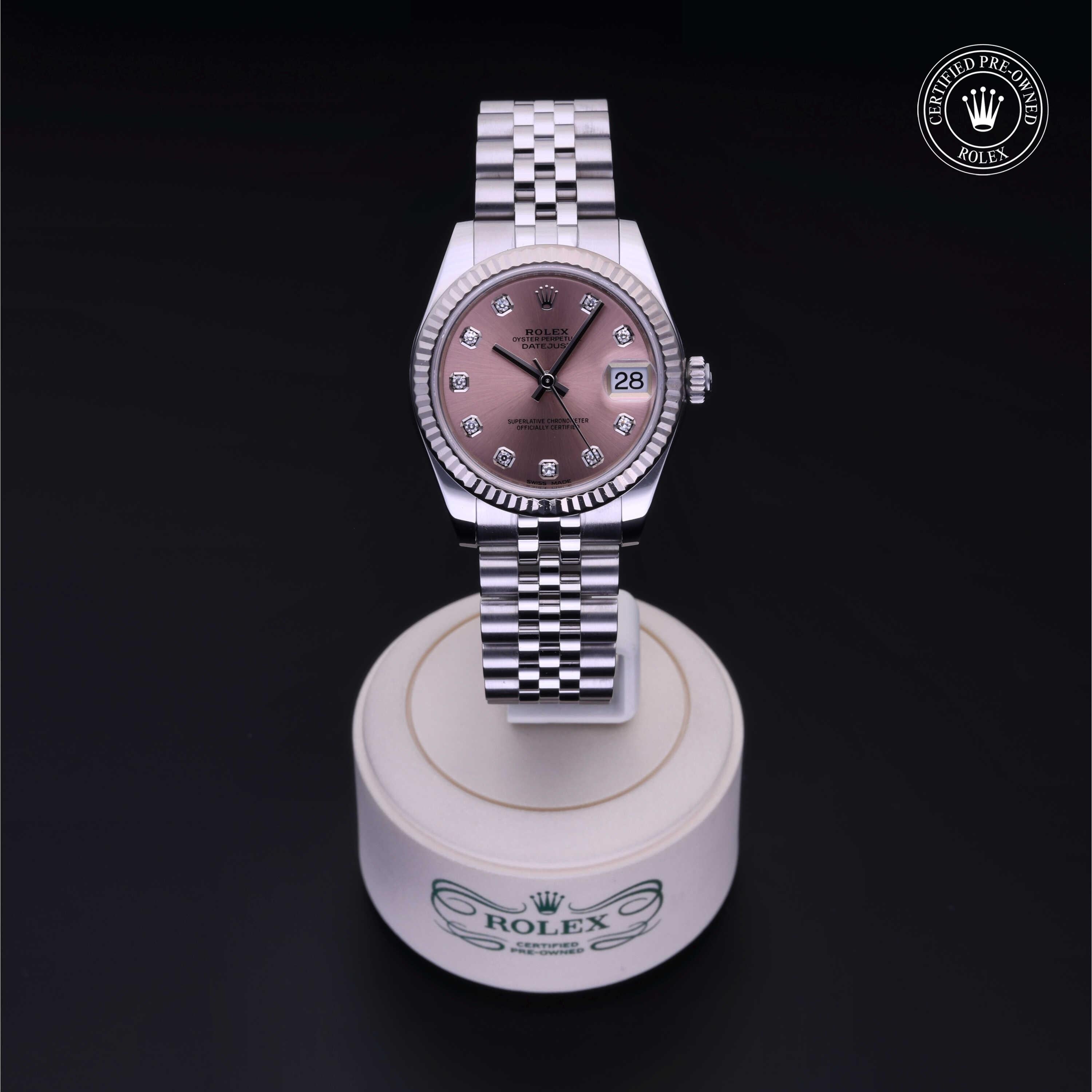 Rolex Certified Pre-owned Lady Datejust M178274-0022 front on black background