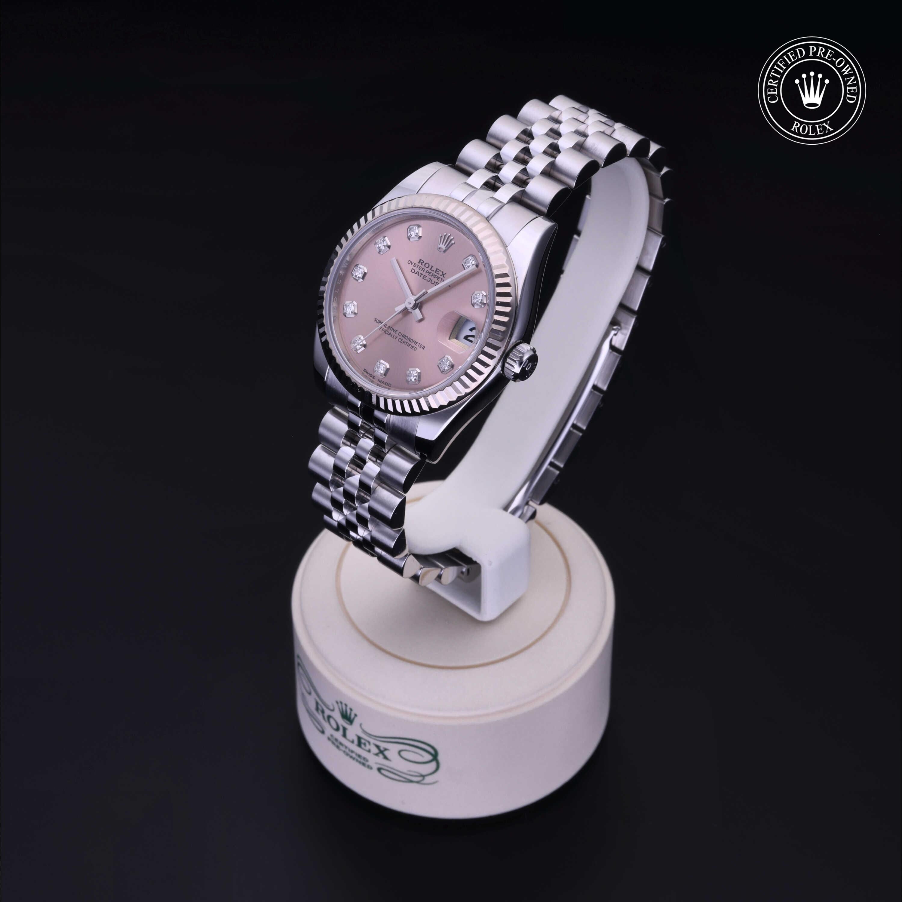 Rolex Certified Pre-owned Lady Datejust M178274-0022 front on black background