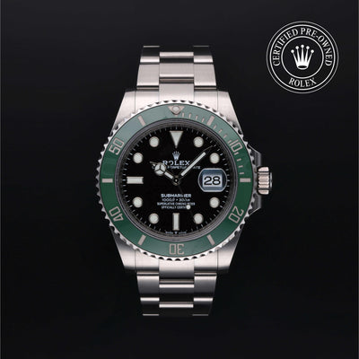 Rolex Certified Pre-owned Submariner M126610LV-0002 front on black background
