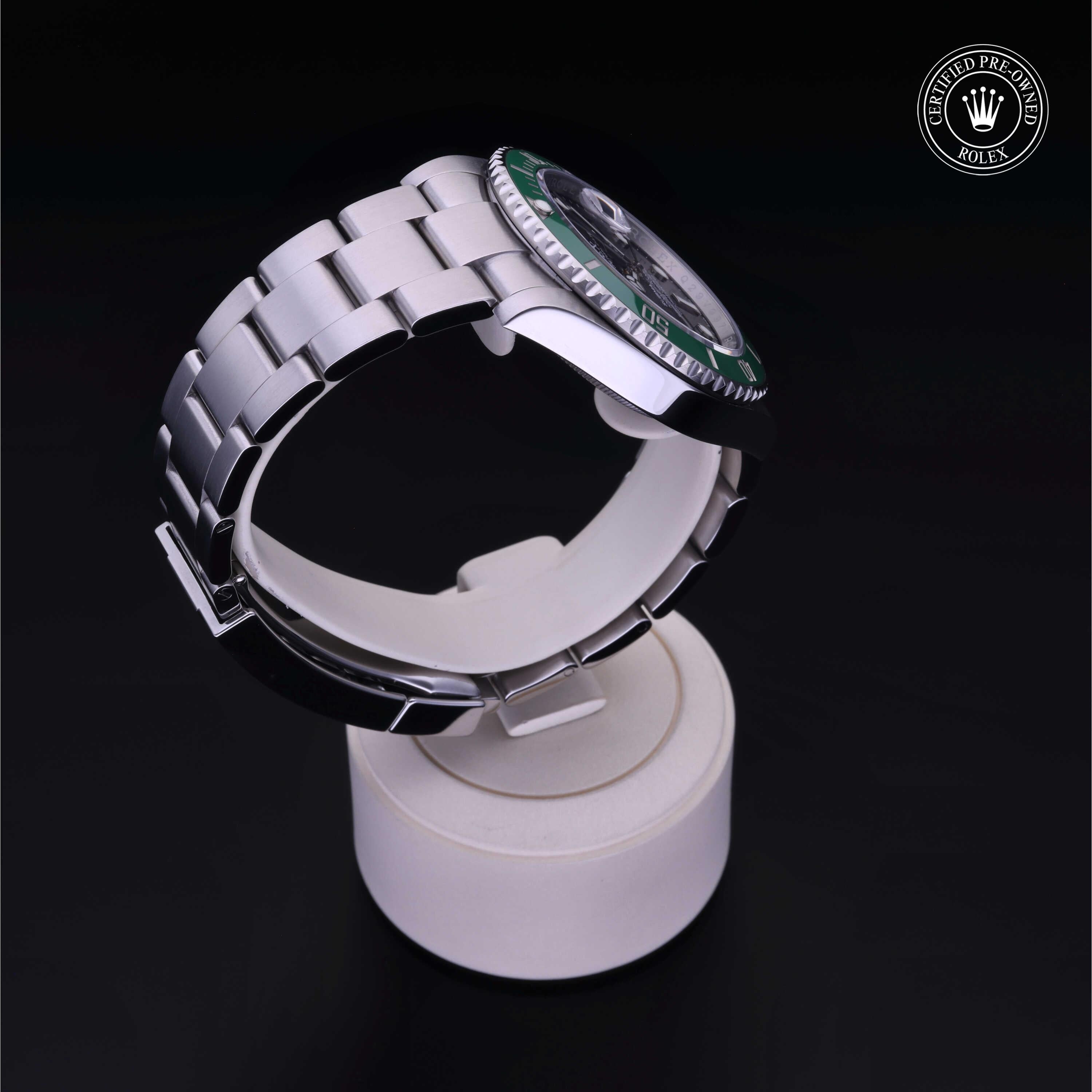 Rolex Certified Pre-owned Submariner M126610LV-0002 front on black background