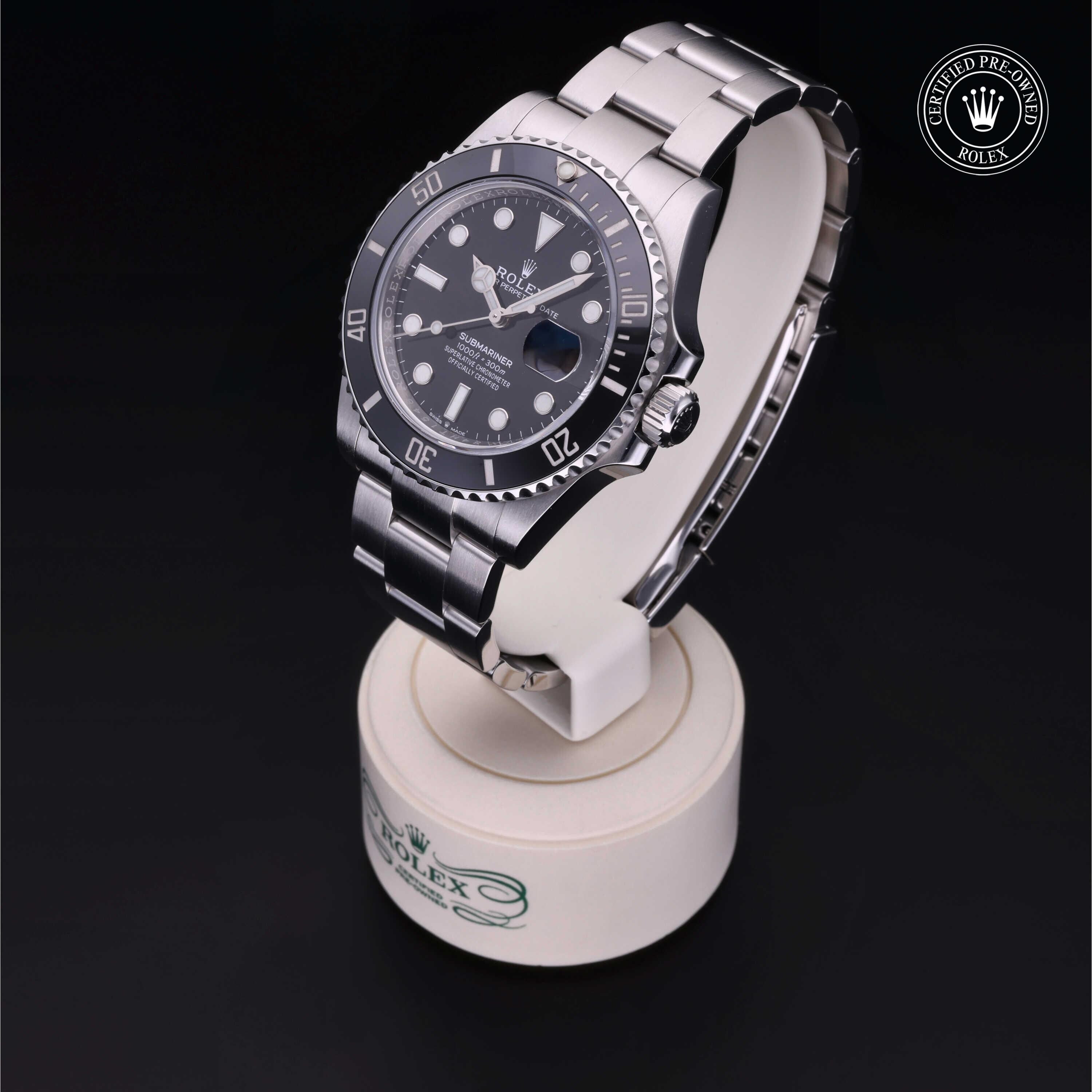 Rolex Certified Pre-owned Submariner M126610LN-0001 front on black background