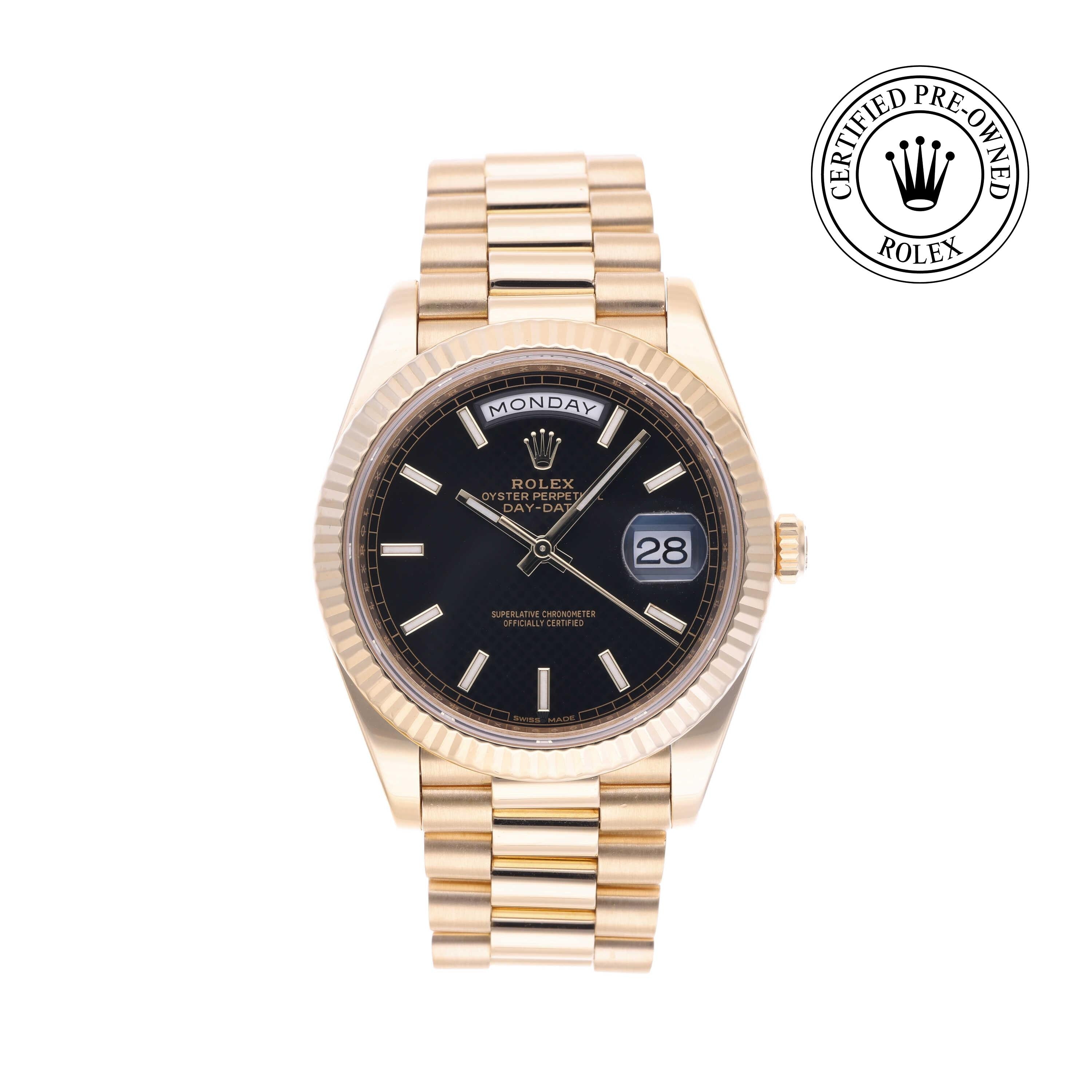 Rolex Certified Pre-owned Day-date M228238-0007 front on white background