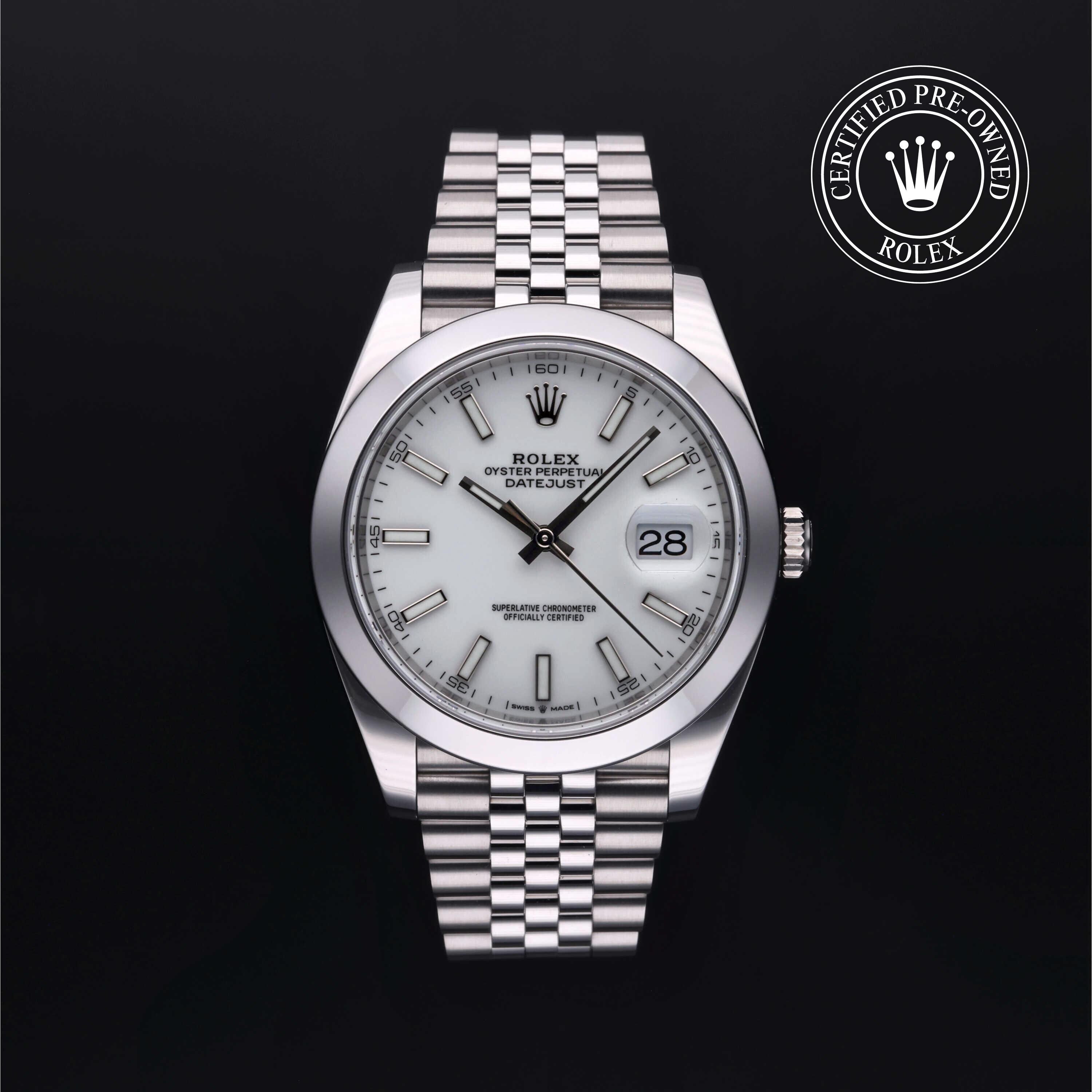 Rolex Certified Pre-owned Datejust M126300-0006 front on black background