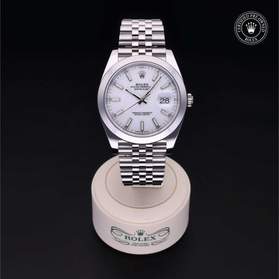 Rolex Certified Pre-owned Datejust M126300-0006 front on black background