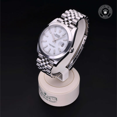 Rolex Certified Pre-owned Datejust M126300-0006 front on black background