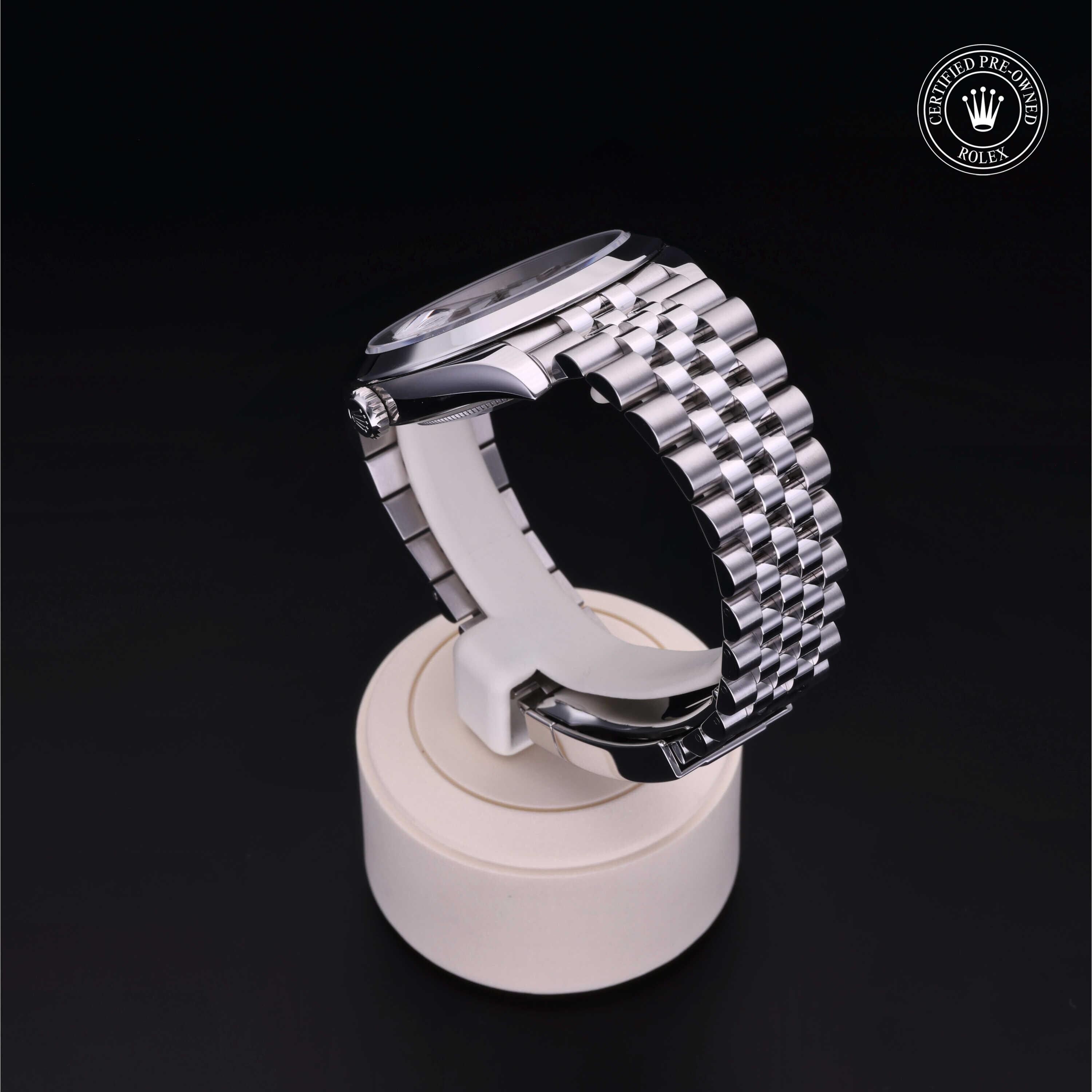 Rolex Certified Pre-owned Datejust M126300-0006 front on black background