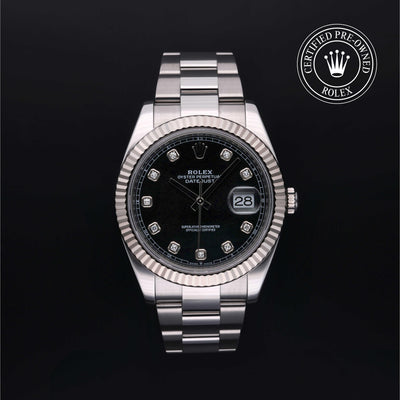 Rolex Certified Pre-owned Datejust M126334-0011 front on black background