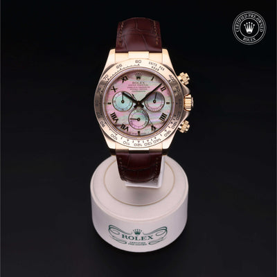 Rolex Certified Pre-owned Daytona M116518-0024 front on black background
