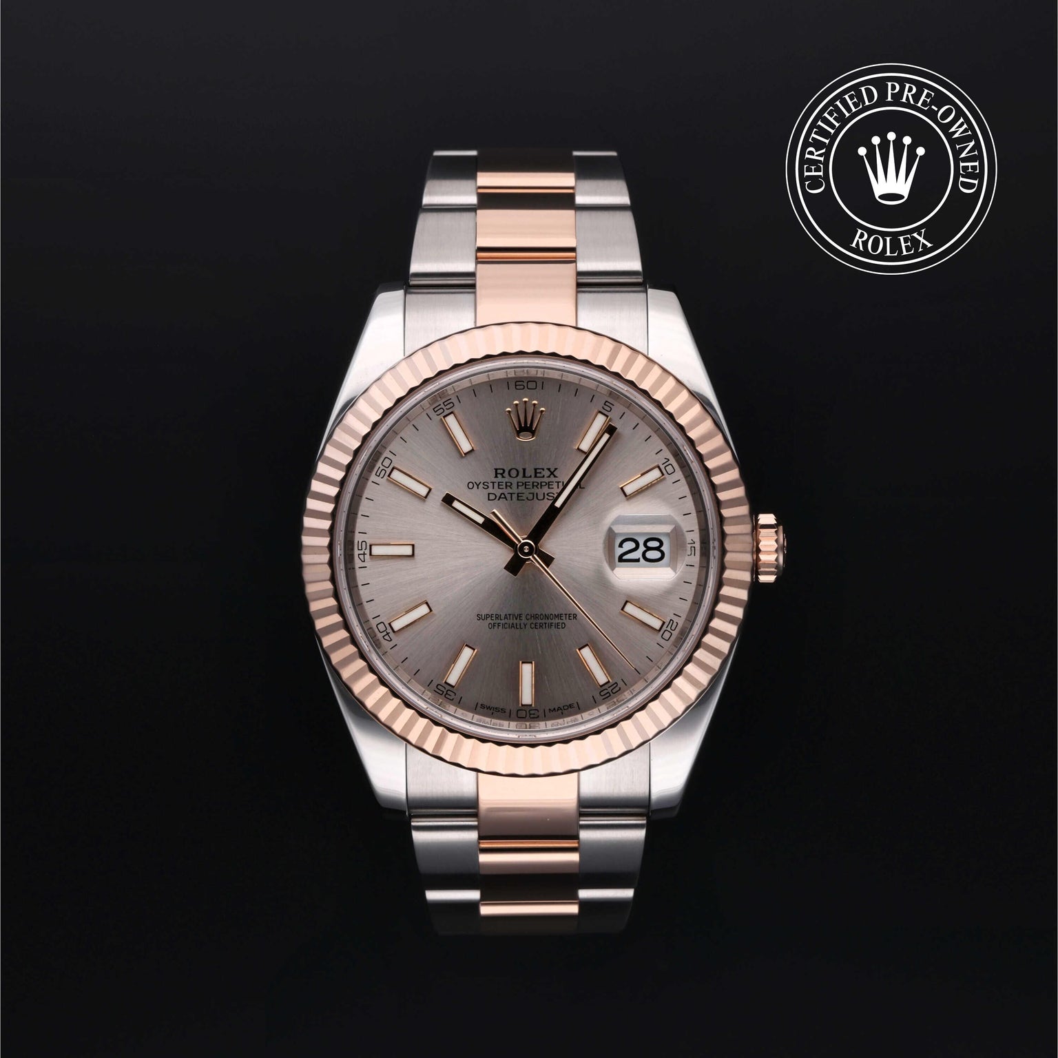 Rolex Certified Pre-owned Datejust M126331-0010 front on black background