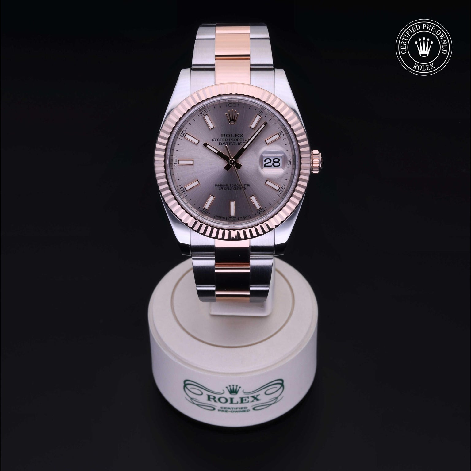 Rolex Certified Pre-owned Datejust M126331-0010 front on black background