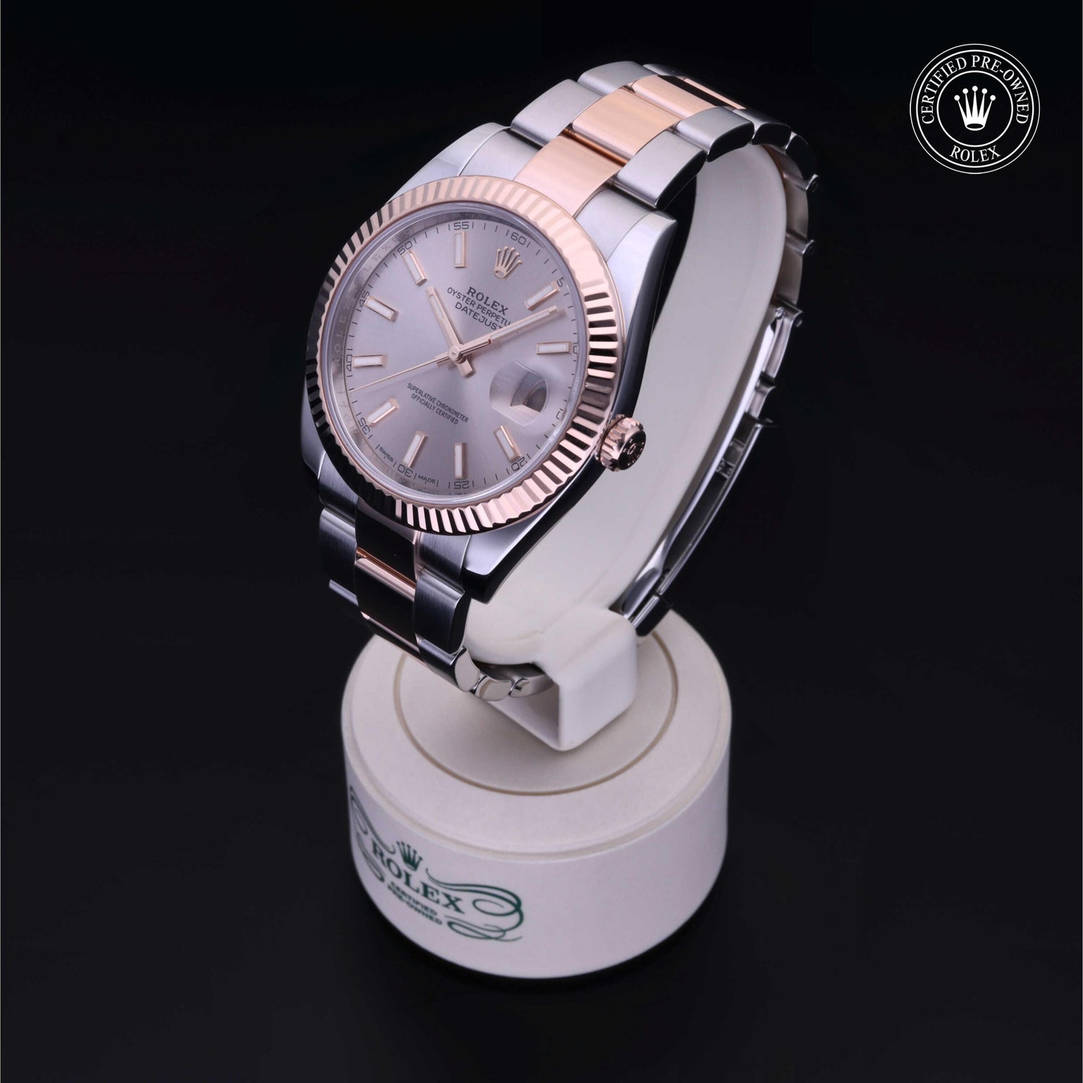 Rolex Certified Pre-owned Datejust M126331-0010 front on black background