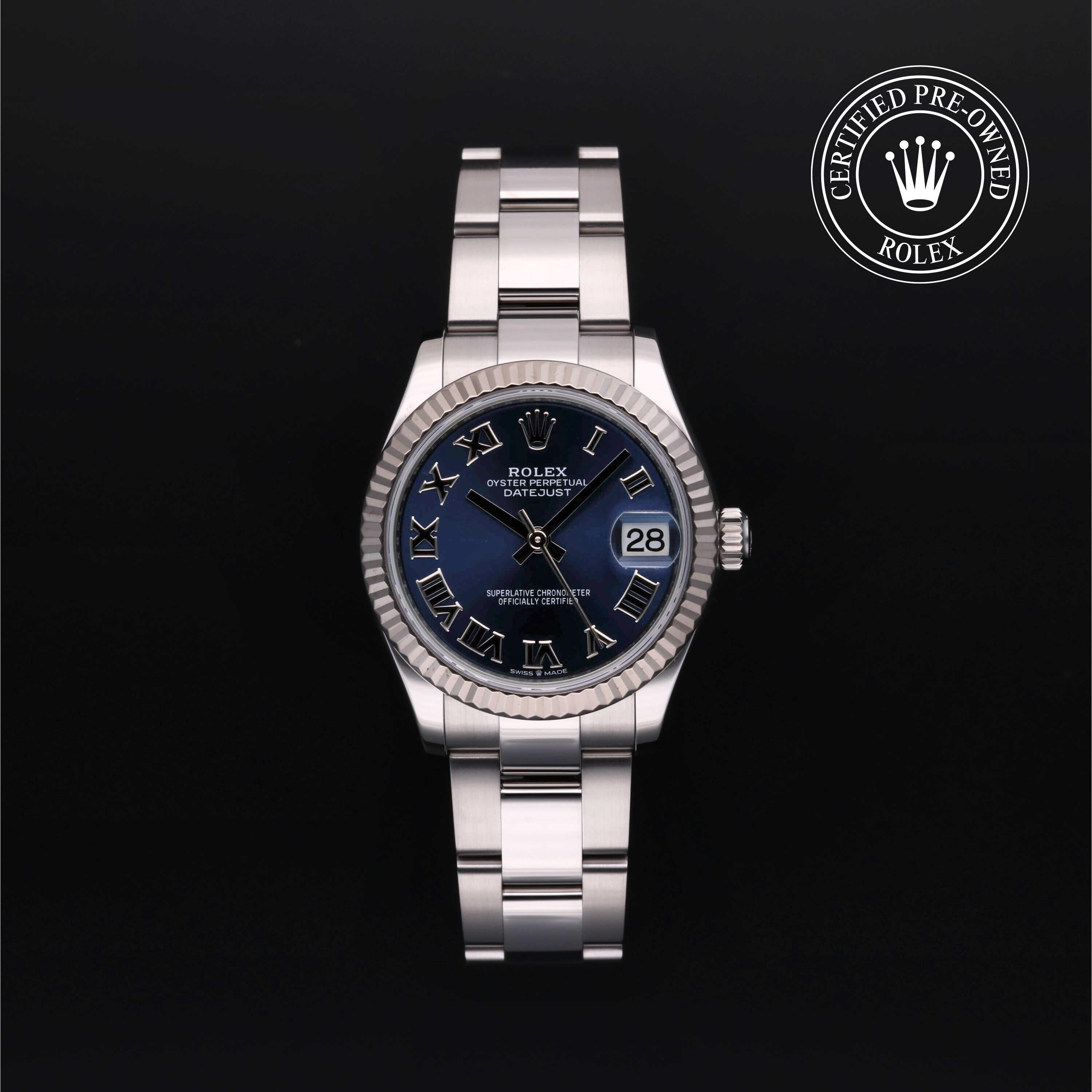 Rolex Certified Pre-owned Lady Datejust M278274-0033 front on black background