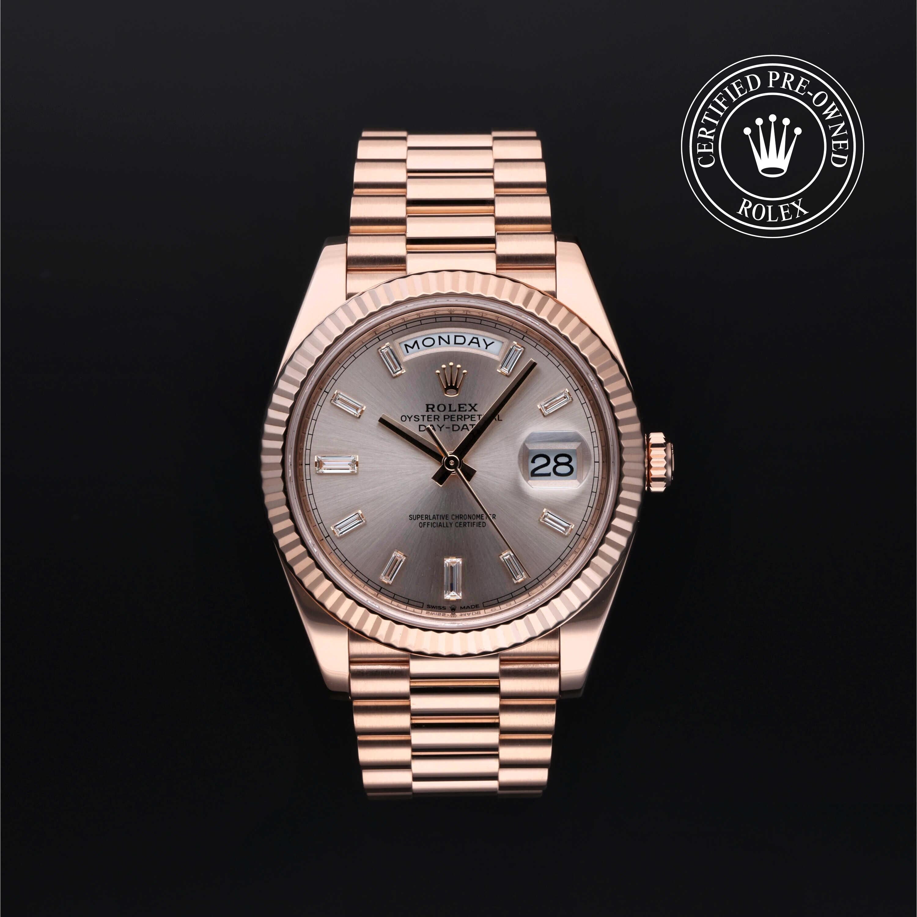 Rolex Certified Pre-owned Day-date M228235-0004 front on black background