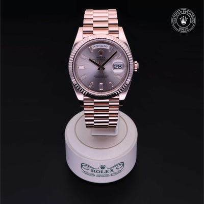 Rolex Certified Pre-owned Day-date M228235-0004 front on black background