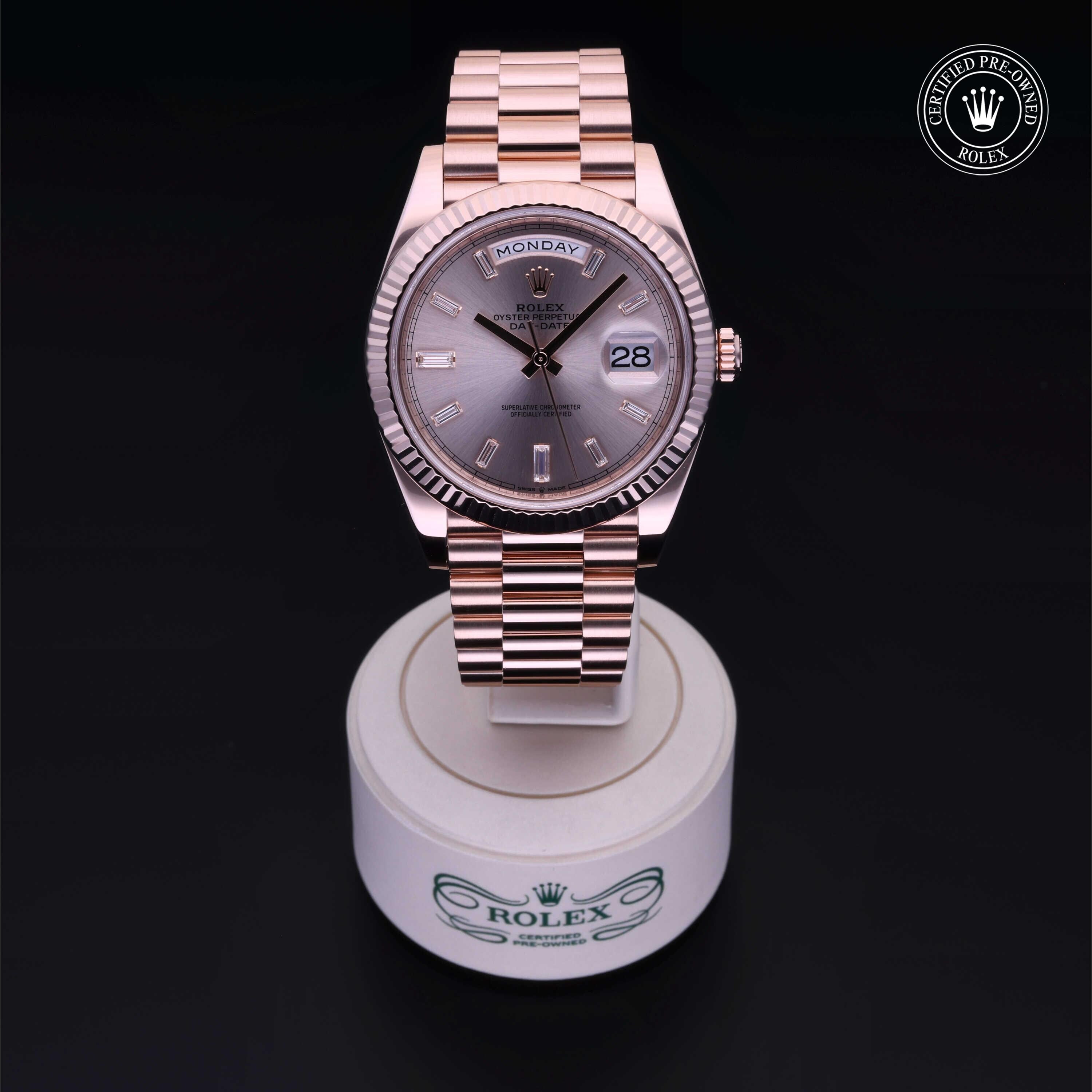 Rolex Certified Pre-owned Day-date M228235-0004 front on black background