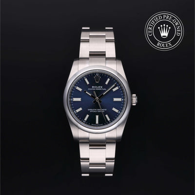 Rolex Certified Pre-owned Oyster Perpetual M124200-0003 front on black background