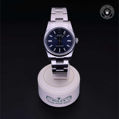 Rolex Certified Pre-owned Oyster Perpetual M124200-0003 front on black background