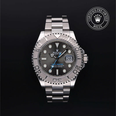 Rolex Certified Pre-owned Yacht-Master M126622-0001 front on black background