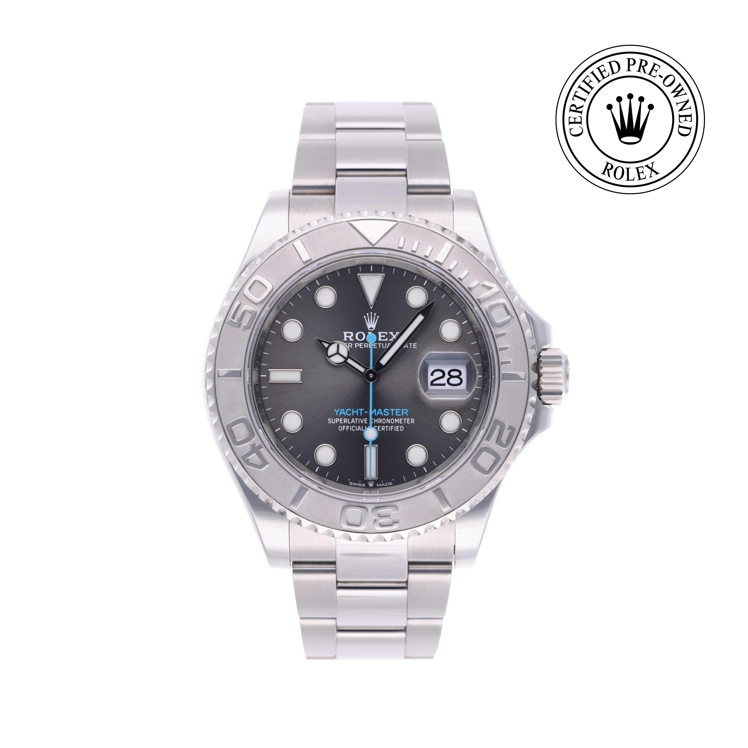 Rolex Certified Pre-owned Yacht-Master M126622-0001 front on white background
