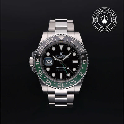 Rolex Certified Pre-owned GMT M126720VTNR-0001 front on black background