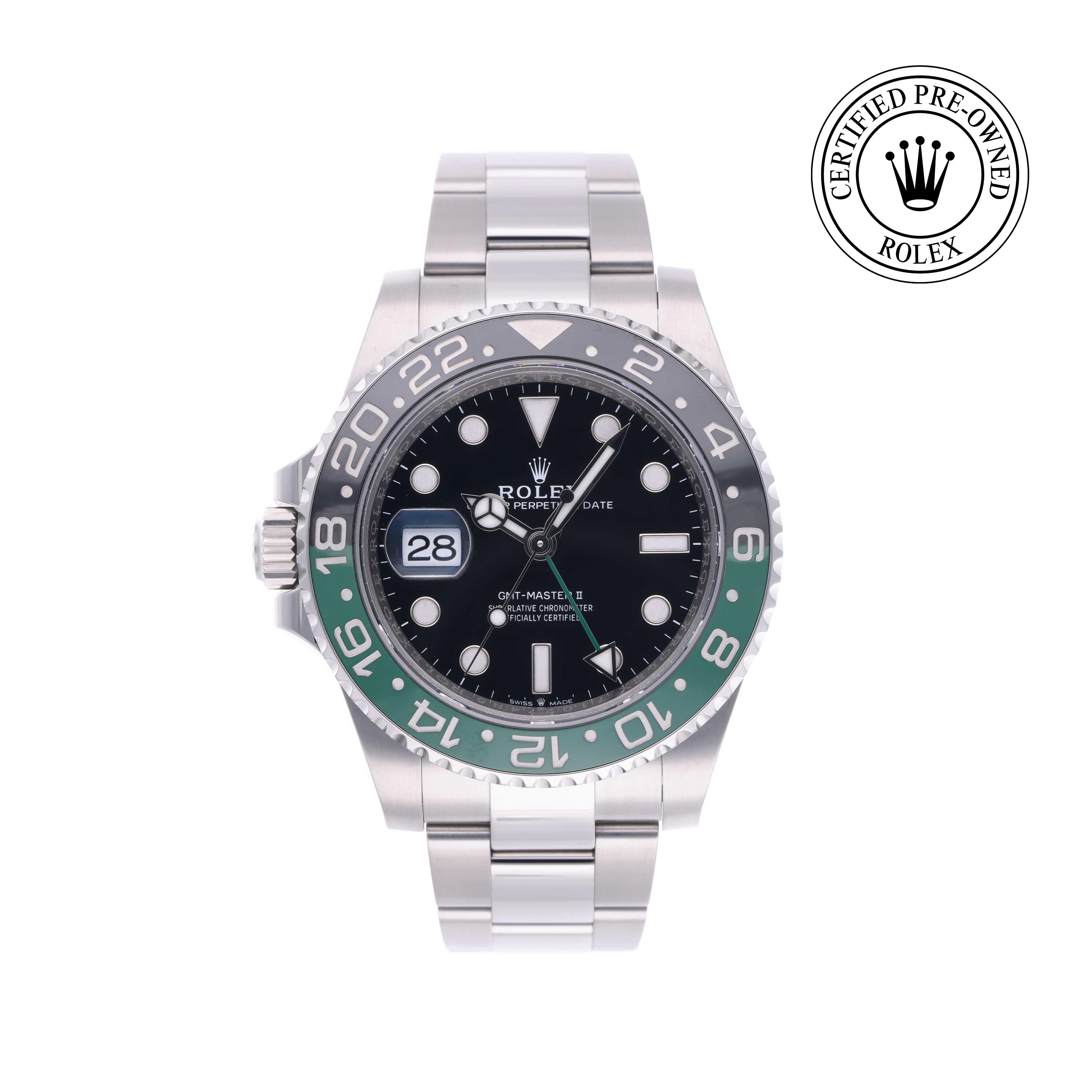 Rolex Certified Pre-owned GMT M126720VTNR-0001 front on white background