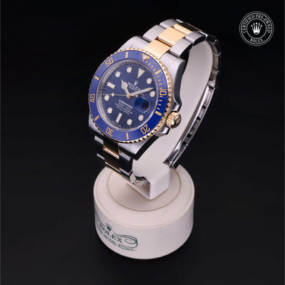 Rolex Certified Pre-owned Submariner M126613LB-0002 front on black background