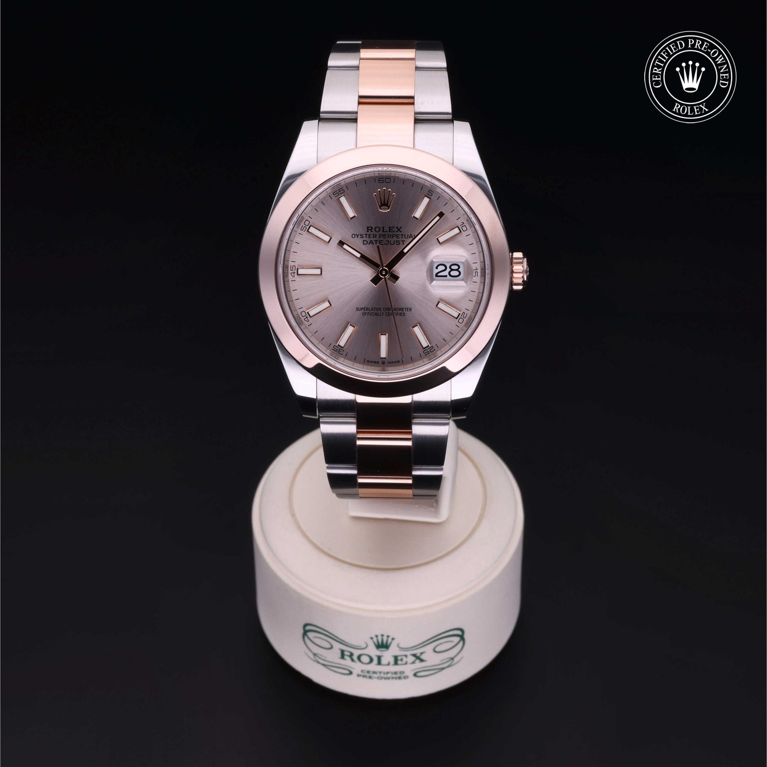 Rolex Certified Pre-owned Datejust M126301-0002 front on black background