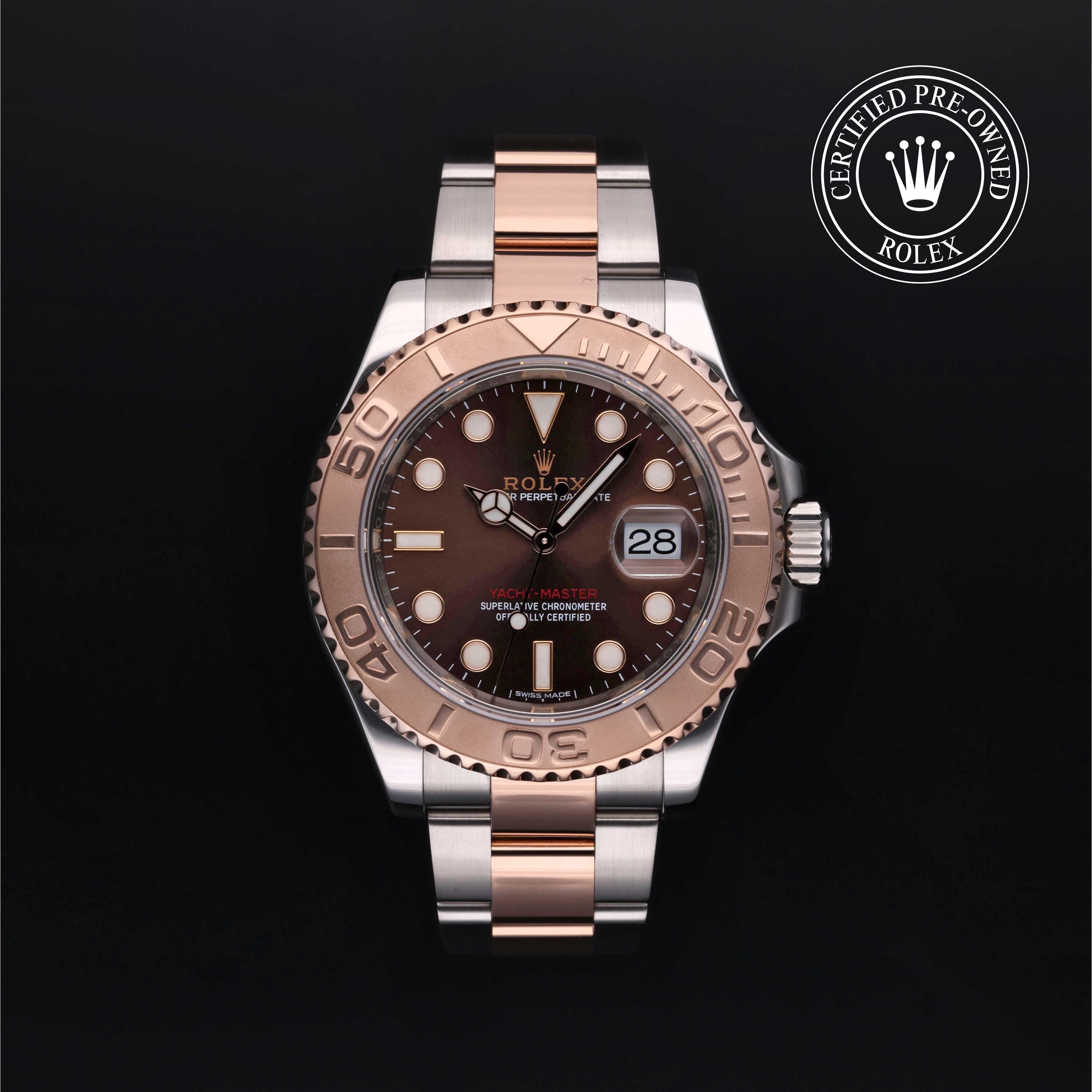 Rolex Certified Pre-owned Yacht-Master M116621-0001 front on black background